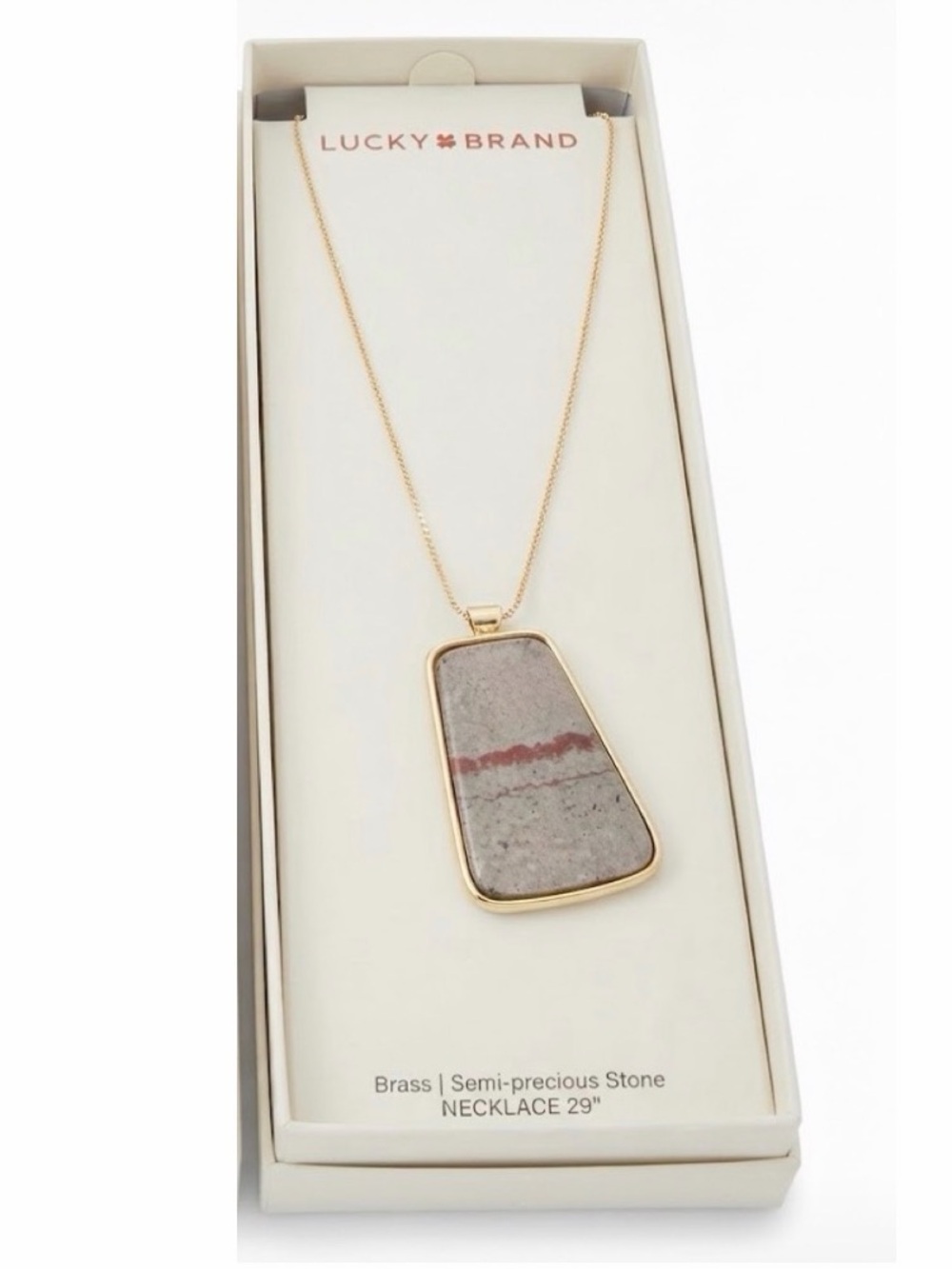 NWT ⚜️🩶⚜️ LUCKY BRAND Brass and Semi-precious Stone Necklace